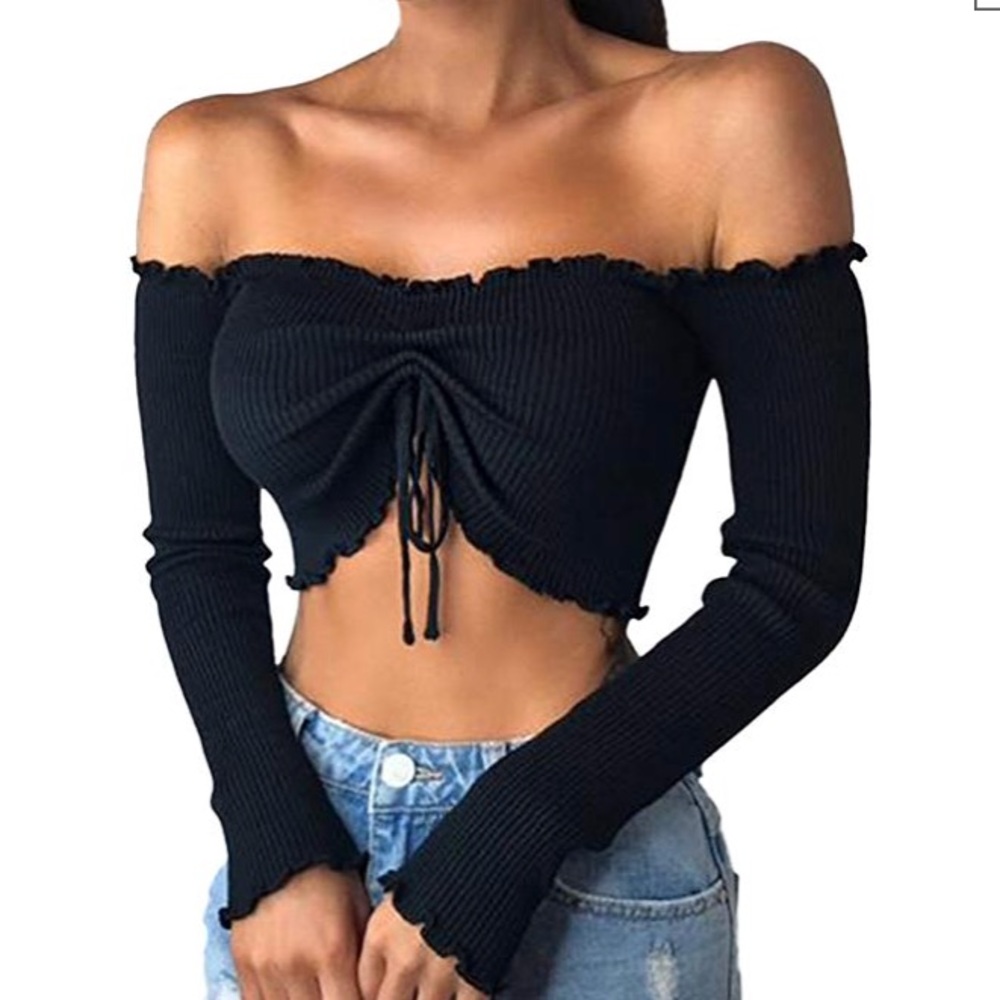 Off shoulder slouch crop